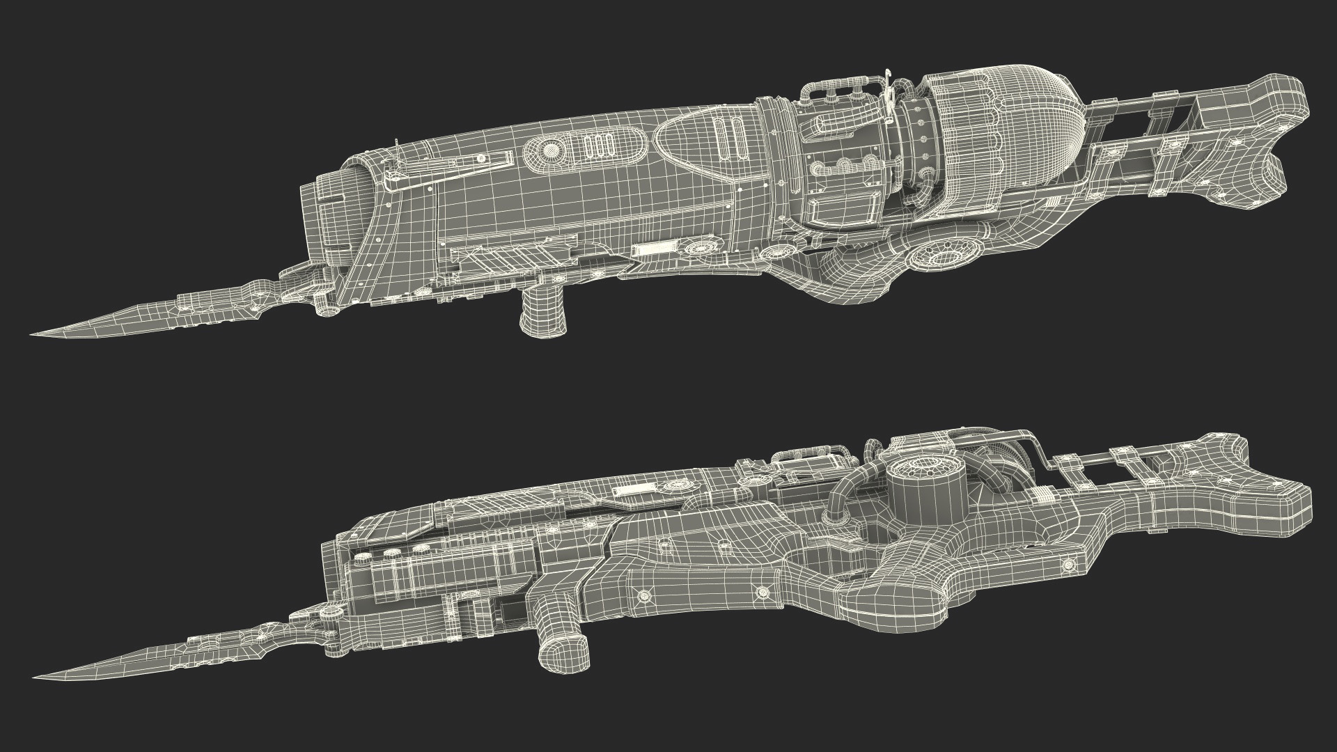 3D model Futuristic Rifle with Bayonet Green