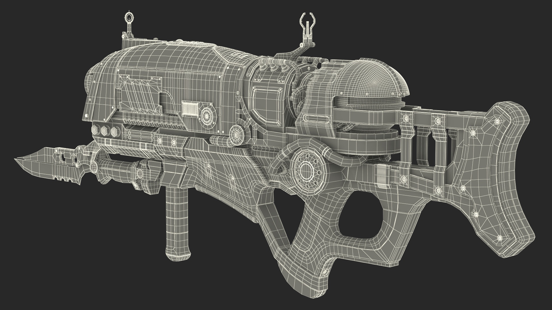3D model Futuristic Rifle with Bayonet Green