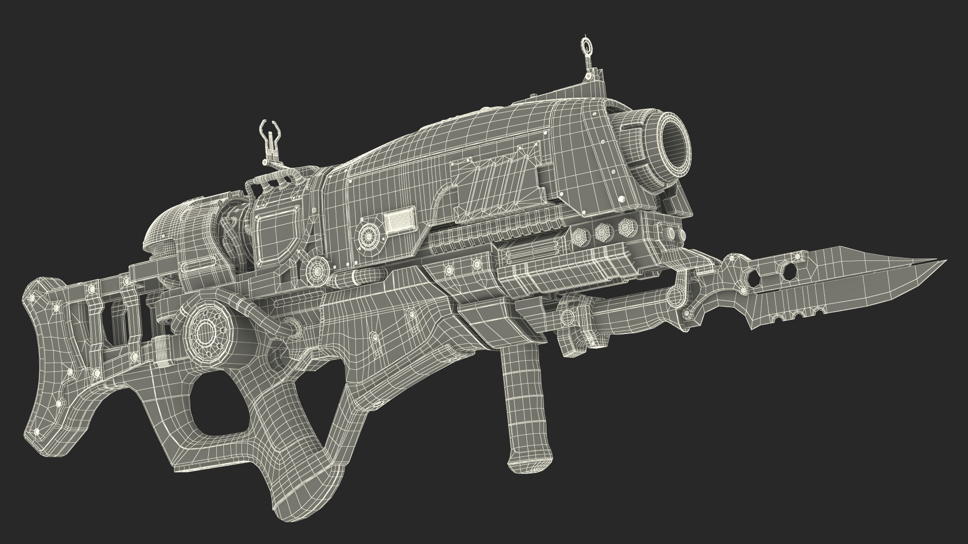 3D model Futuristic Rifle with Bayonet Green