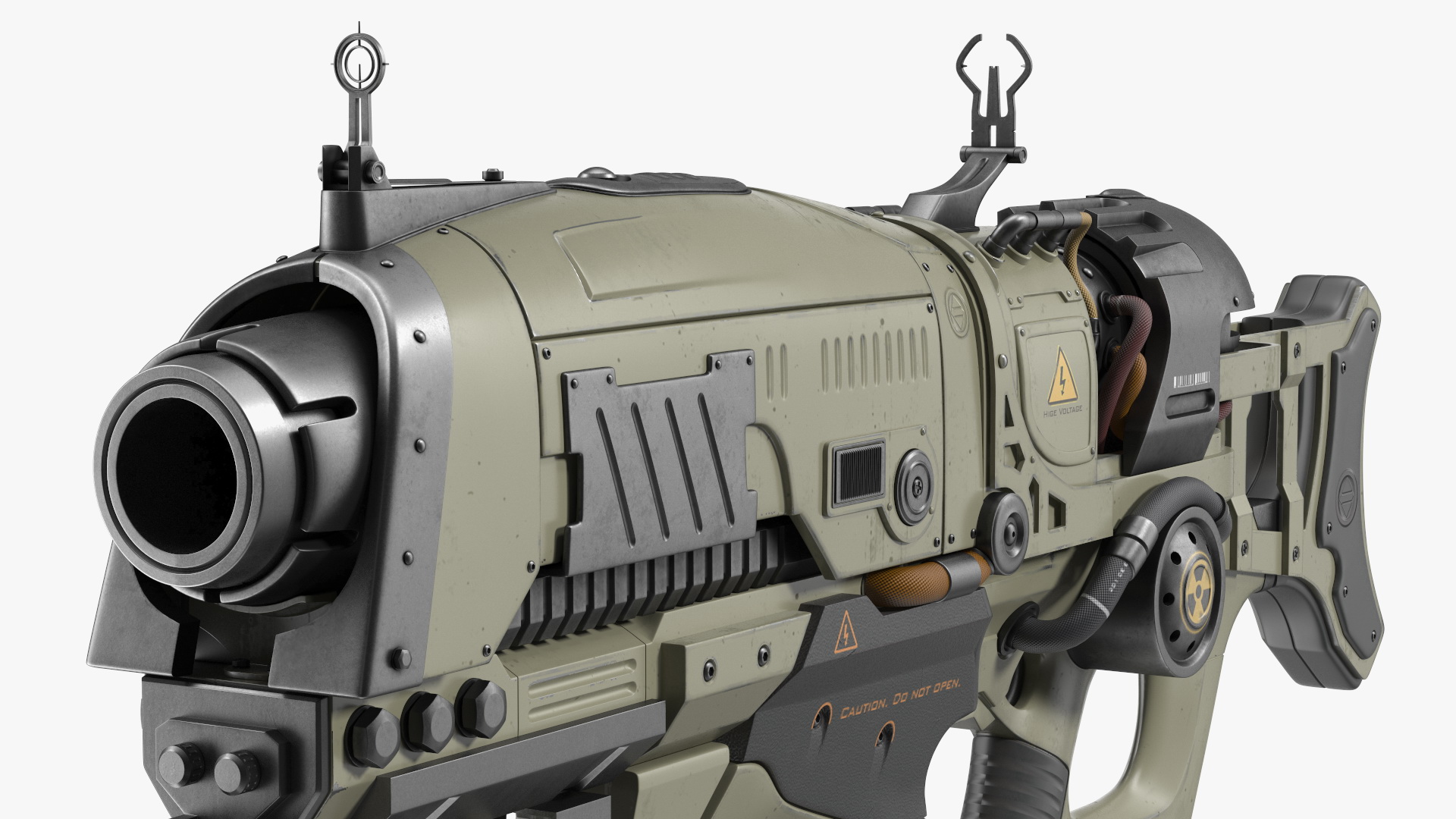 3D model Futuristic Rifle with Bayonet Green