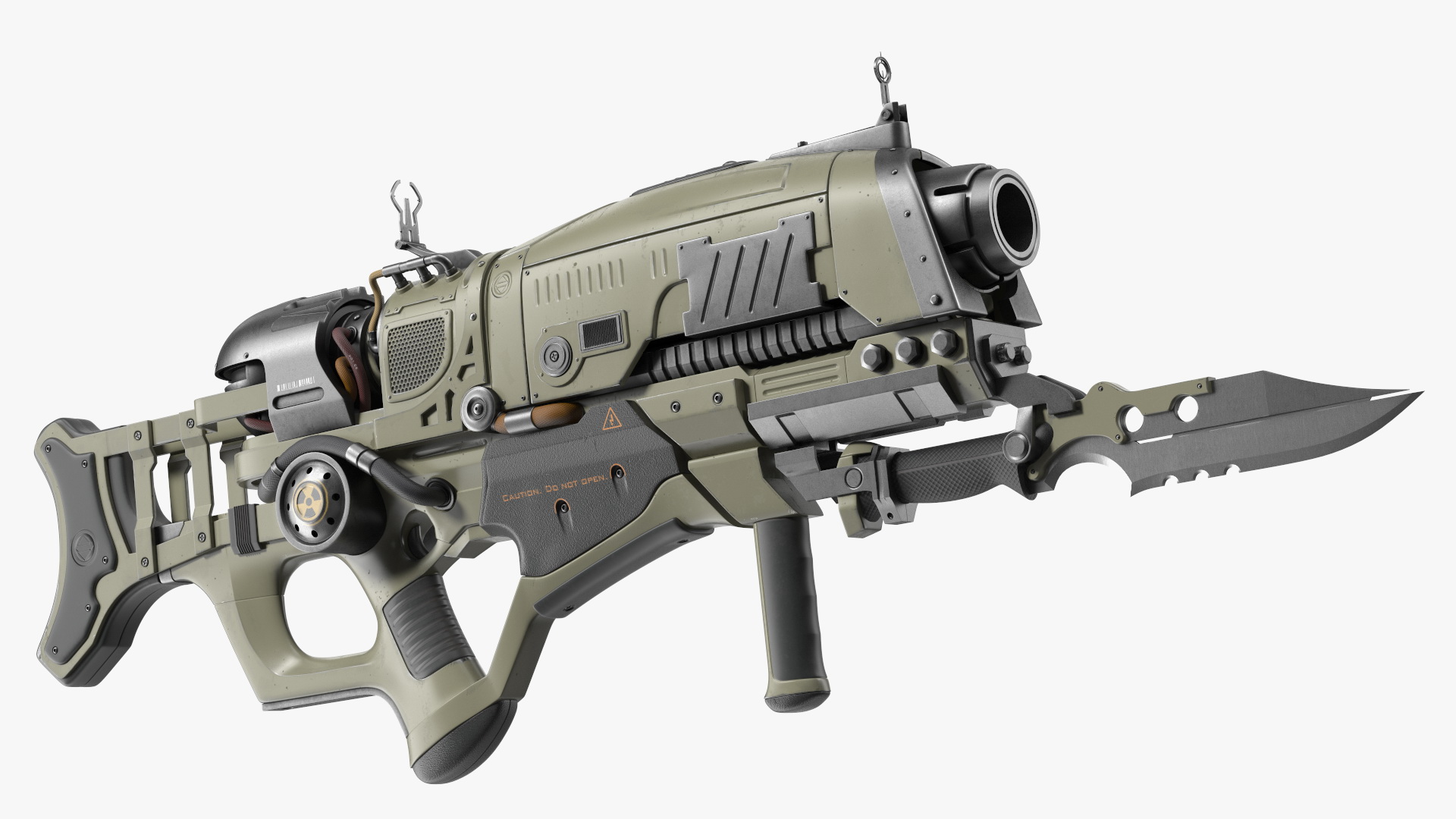 3D model Futuristic Rifle with Bayonet Green