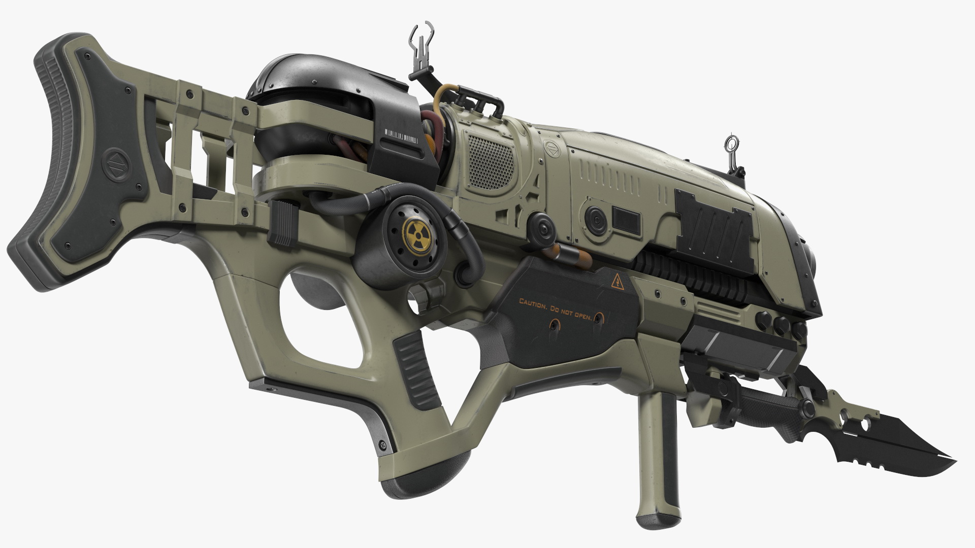 3D model Futuristic Rifle with Bayonet Green