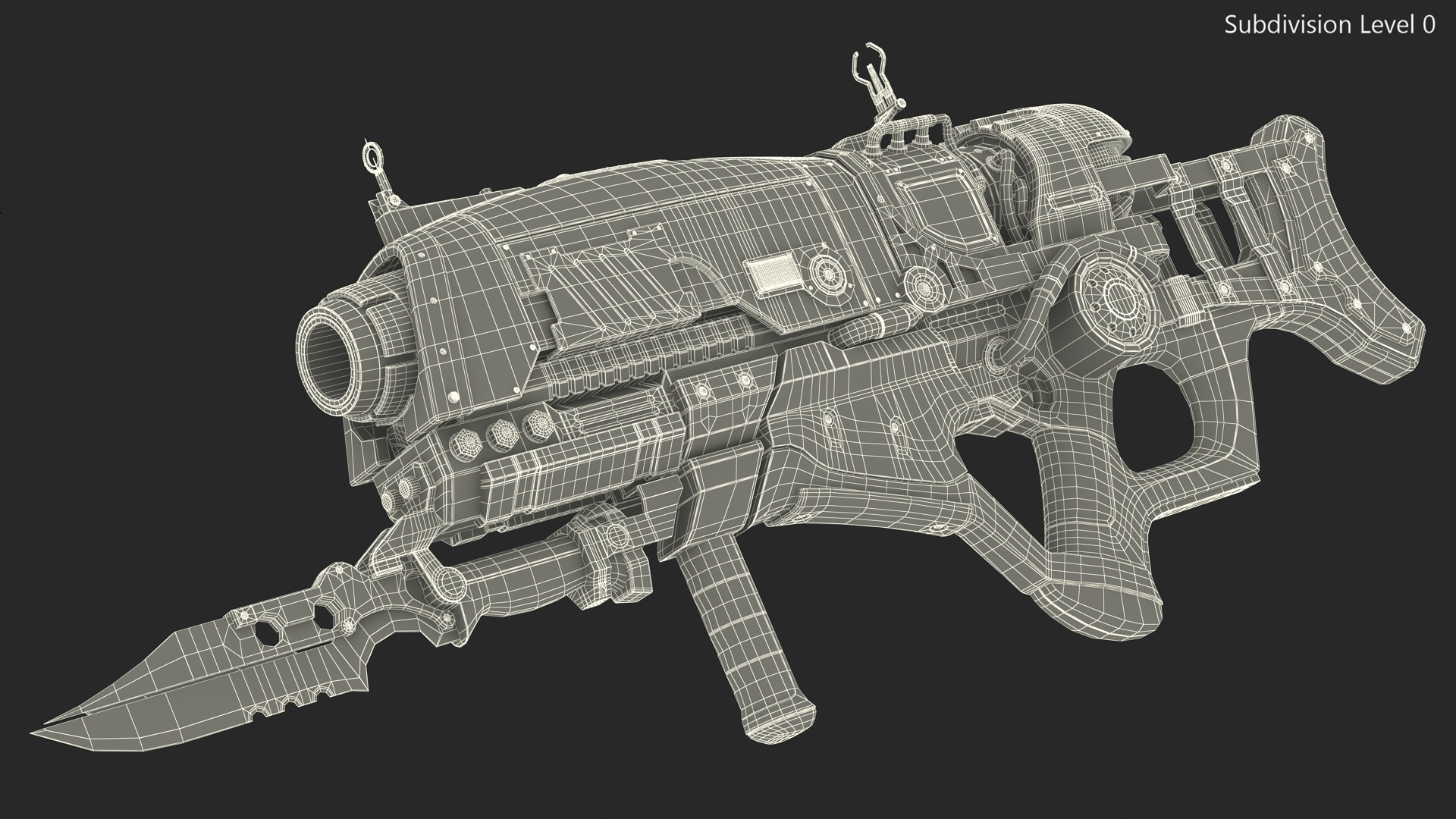 3D model Futuristic Rifle with Bayonet Green