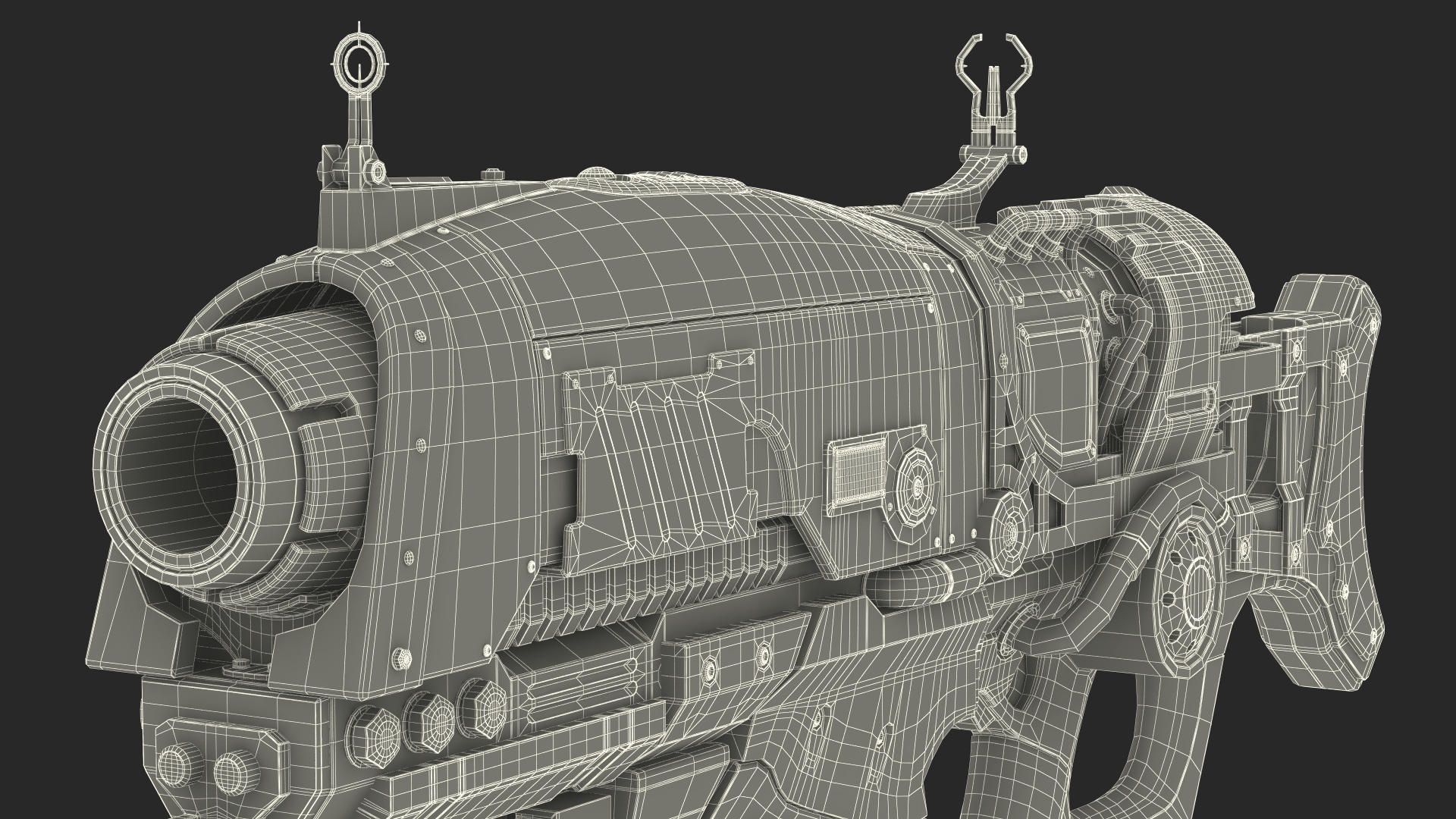 3D model Futuristic Rifle with Bayonet Green