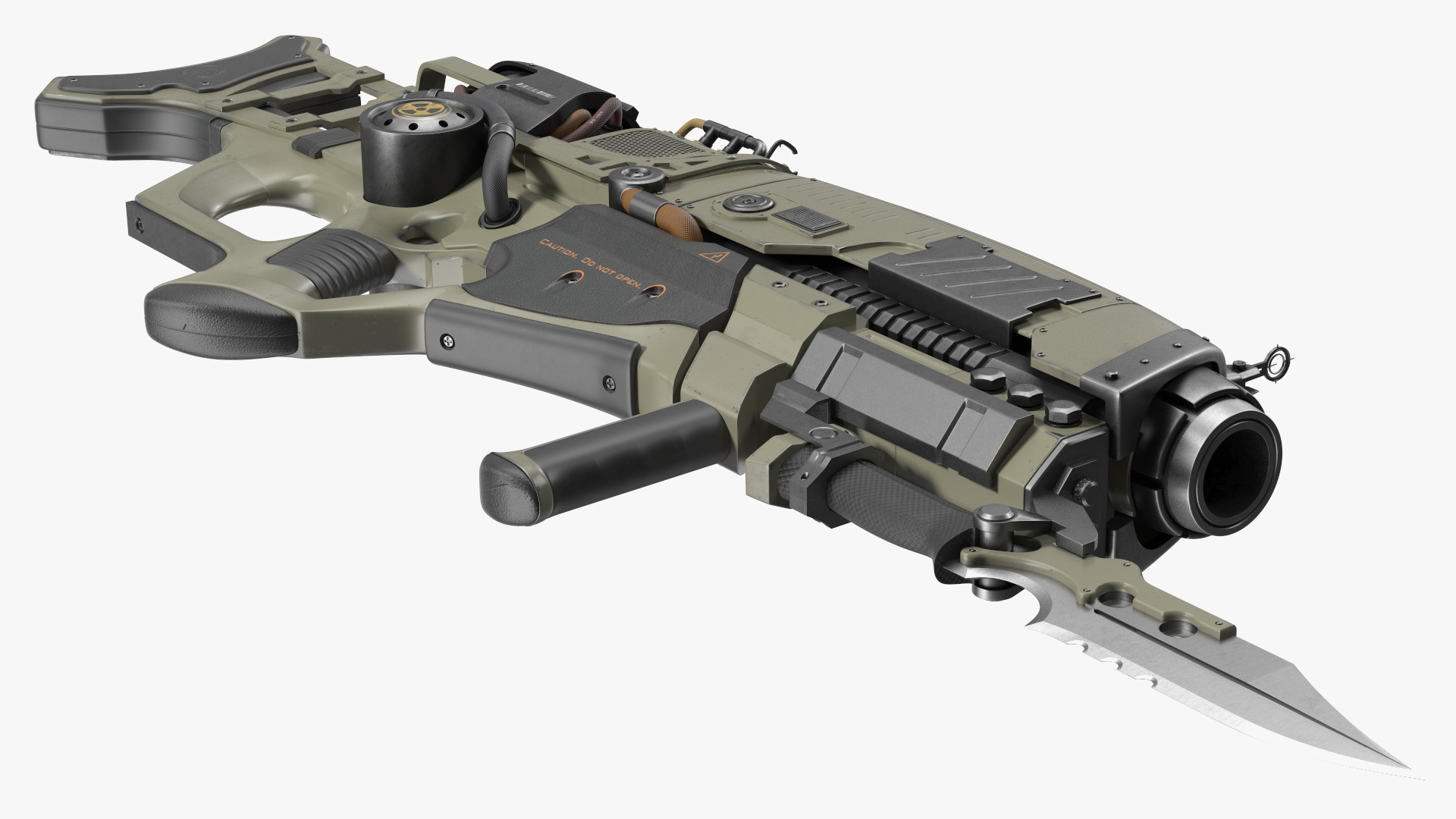 3D model Futuristic Rifle with Bayonet Green