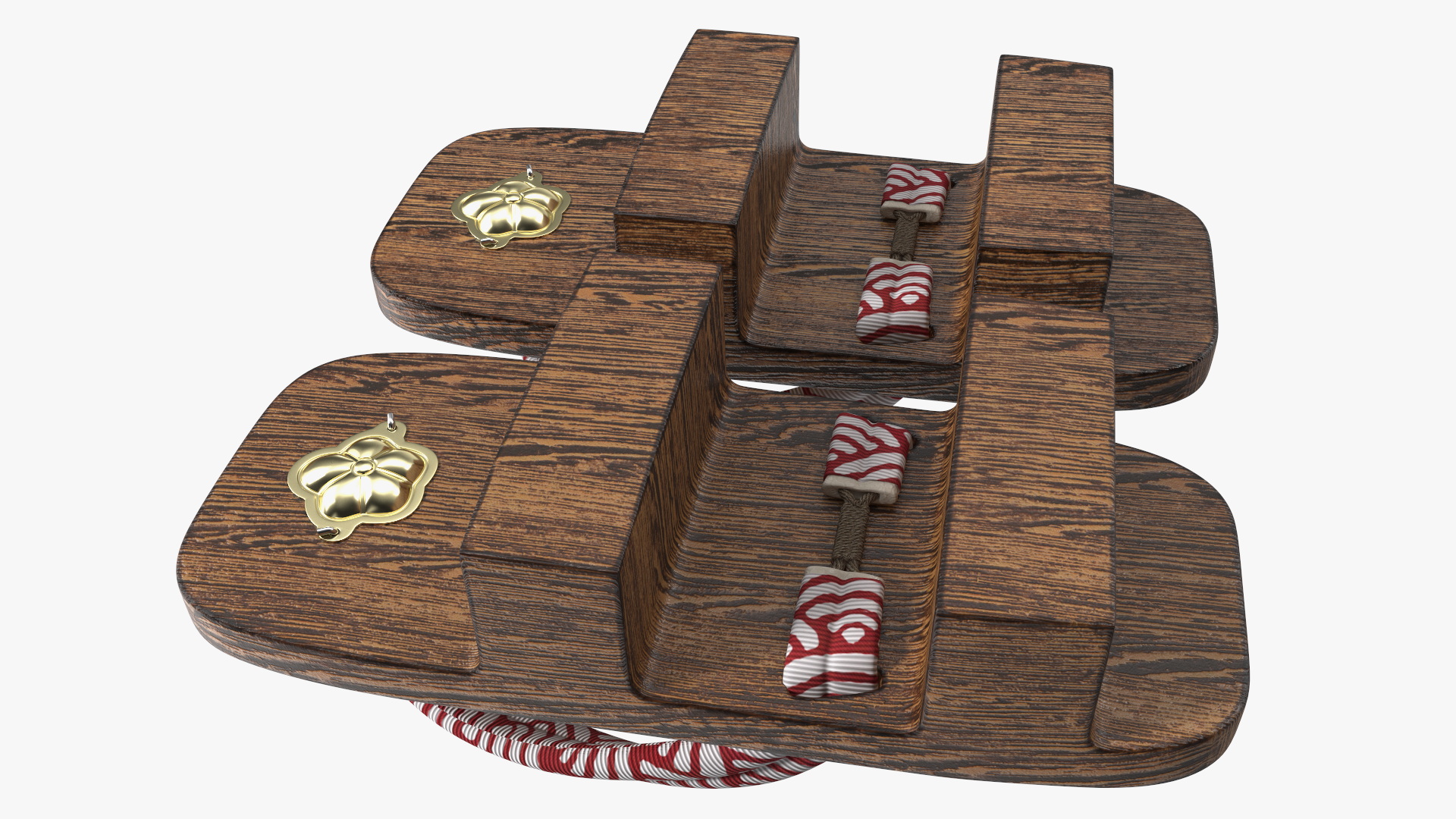 3D Dark Geta Traditional Japanese Clogs