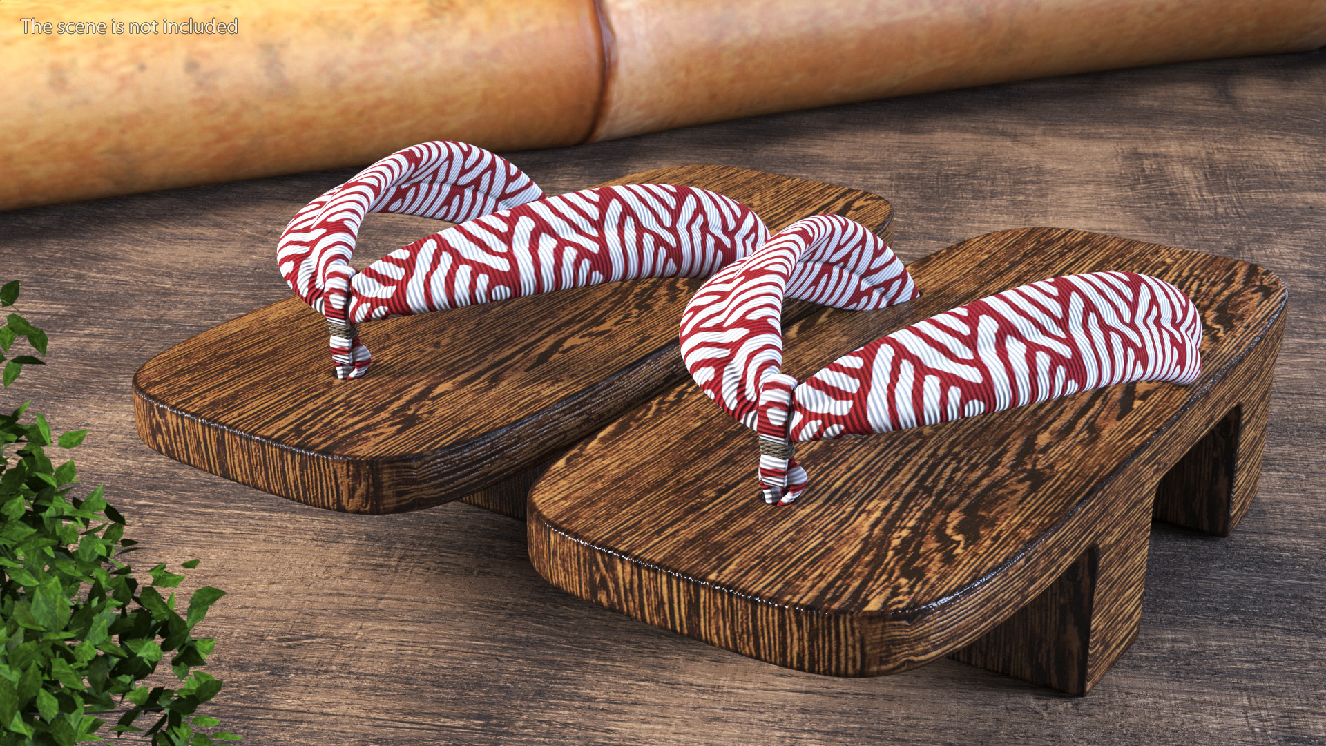 3D Dark Geta Traditional Japanese Clogs