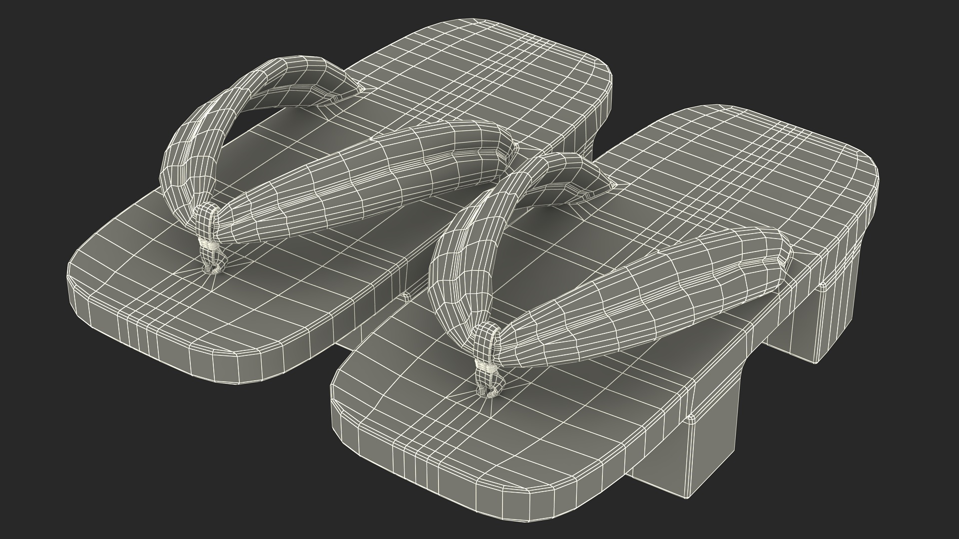 3D Dark Geta Traditional Japanese Clogs