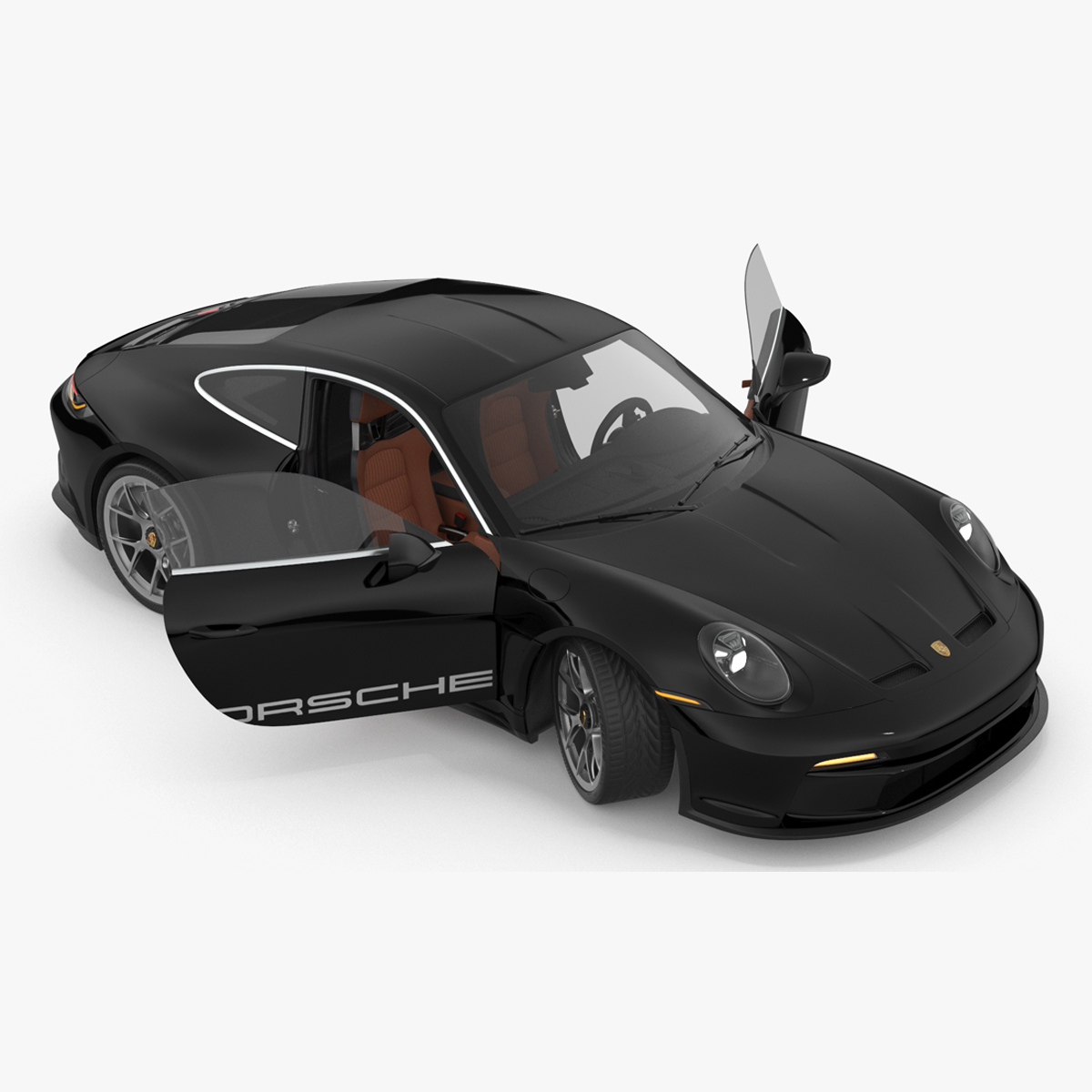 3D Sport Car Porsche 911 2024 Black Rigged for Cinema 4D model