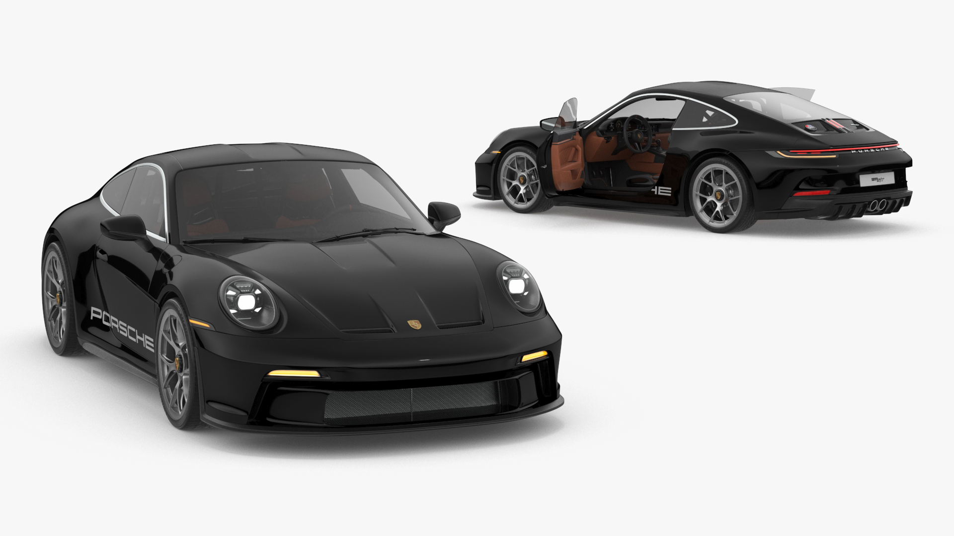 3D Sport Car Porsche 911 2024 Black Rigged for Cinema 4D model