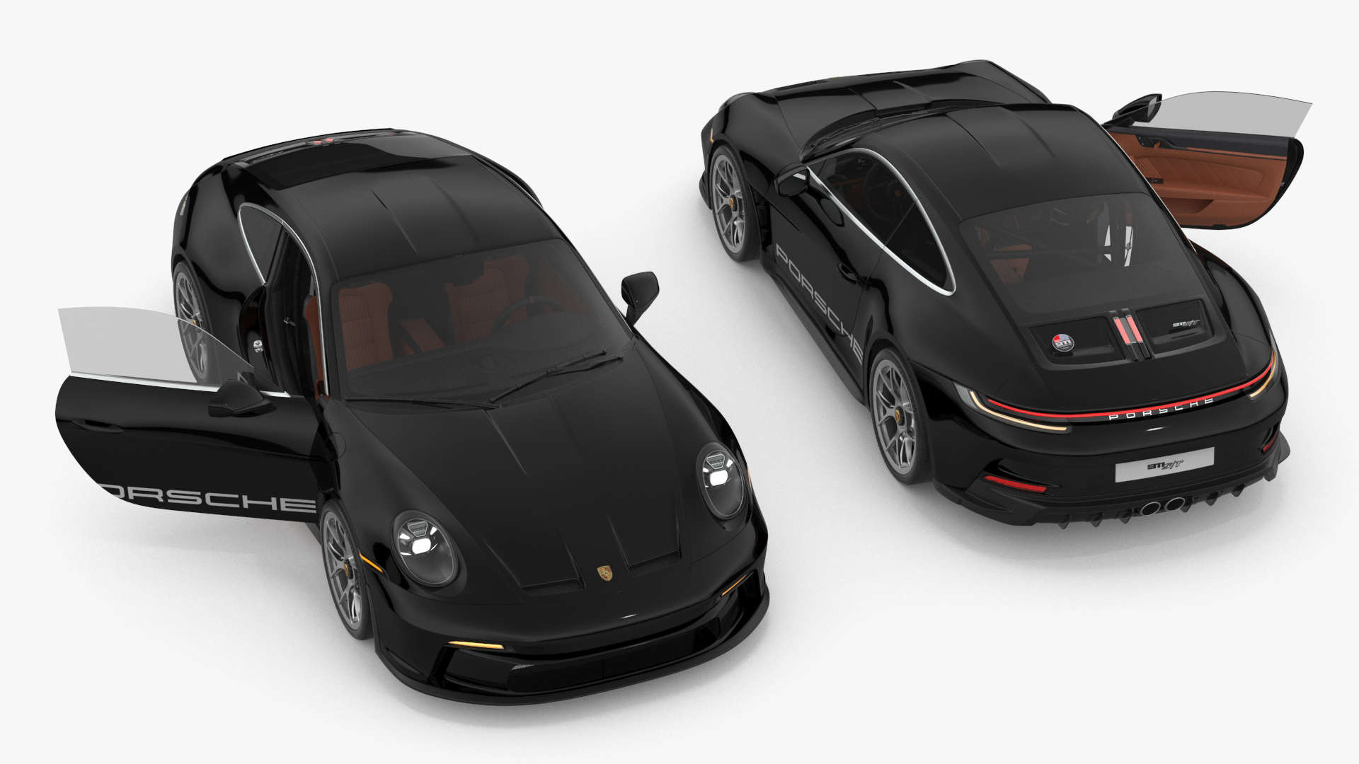 3D Sport Car Porsche 911 2024 Black Rigged for Cinema 4D model