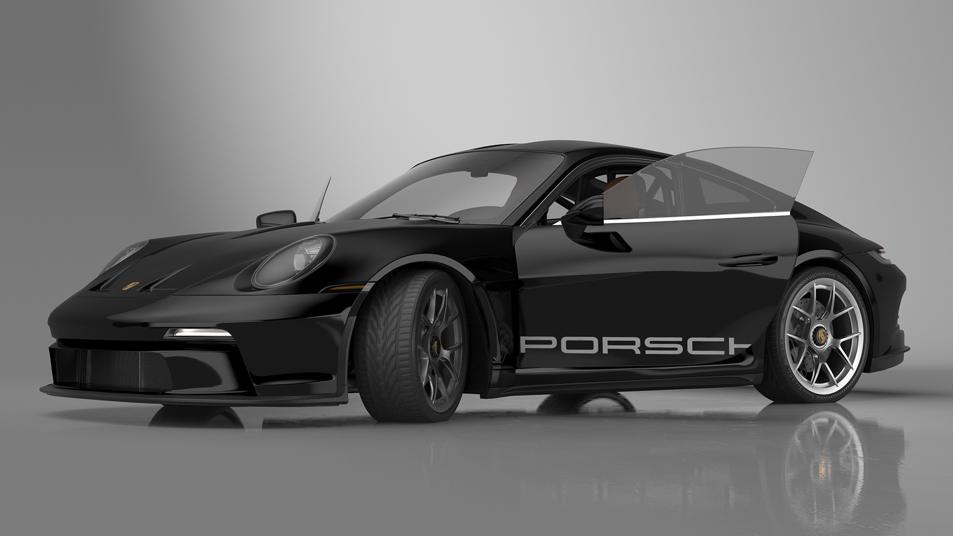 3D Sport Car Porsche 911 2024 Black Rigged for Cinema 4D model