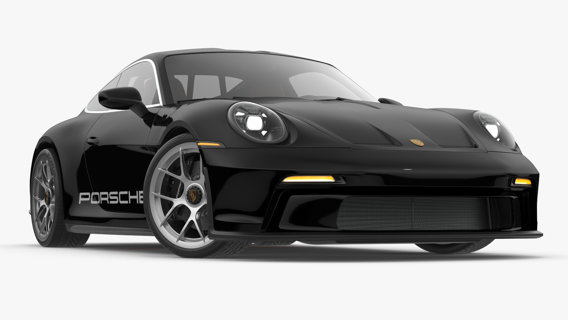 3D Sport Car Porsche 911 2024 Black Rigged for Cinema 4D model