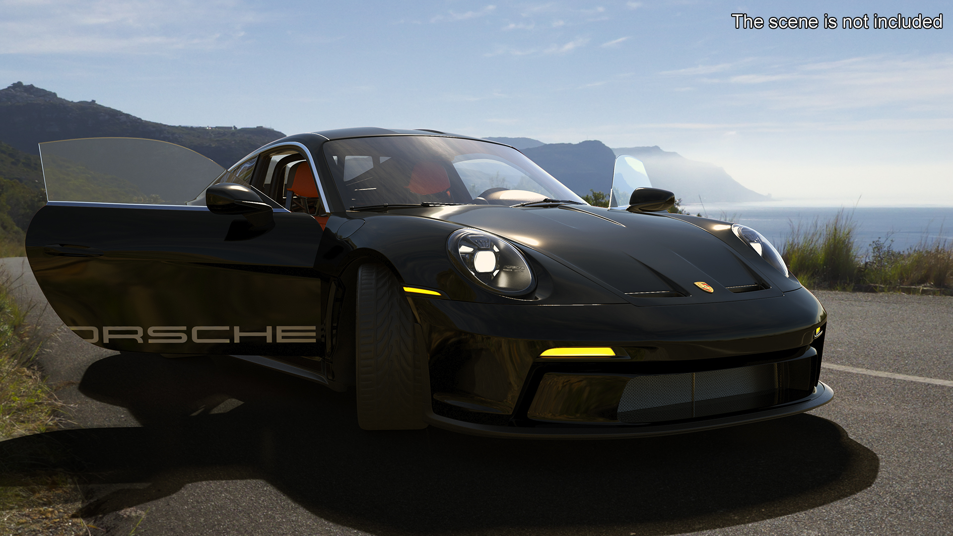 3D Sport Car Porsche 911 2024 Black Rigged for Cinema 4D model