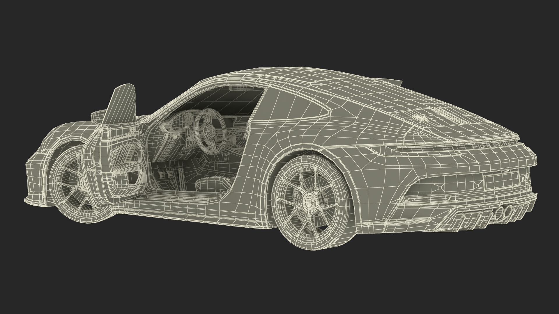 3D Sport Car Porsche 911 2024 Black Rigged for Cinema 4D model