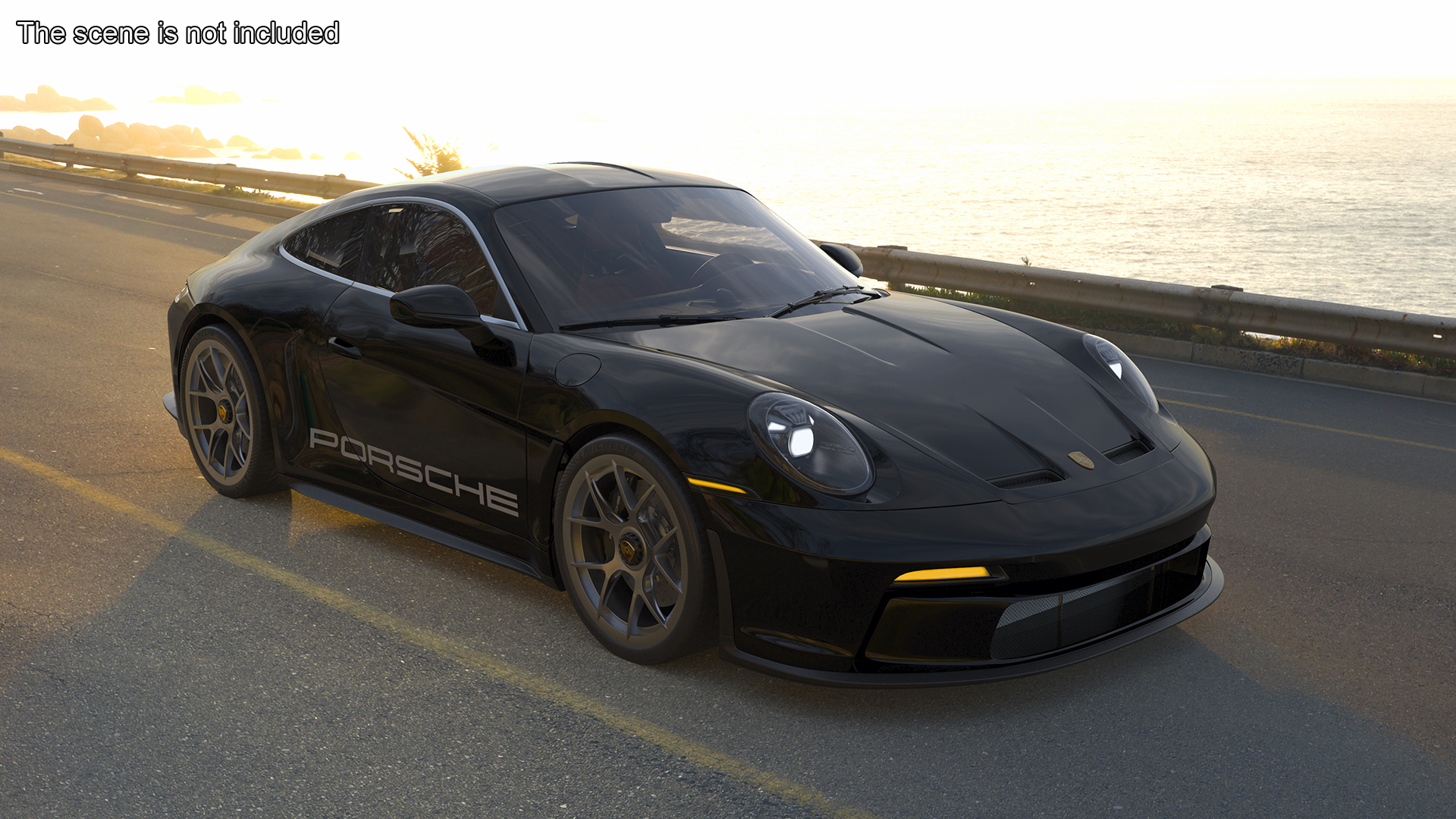 3D Sport Car Porsche 911 2024 Black Rigged for Cinema 4D model