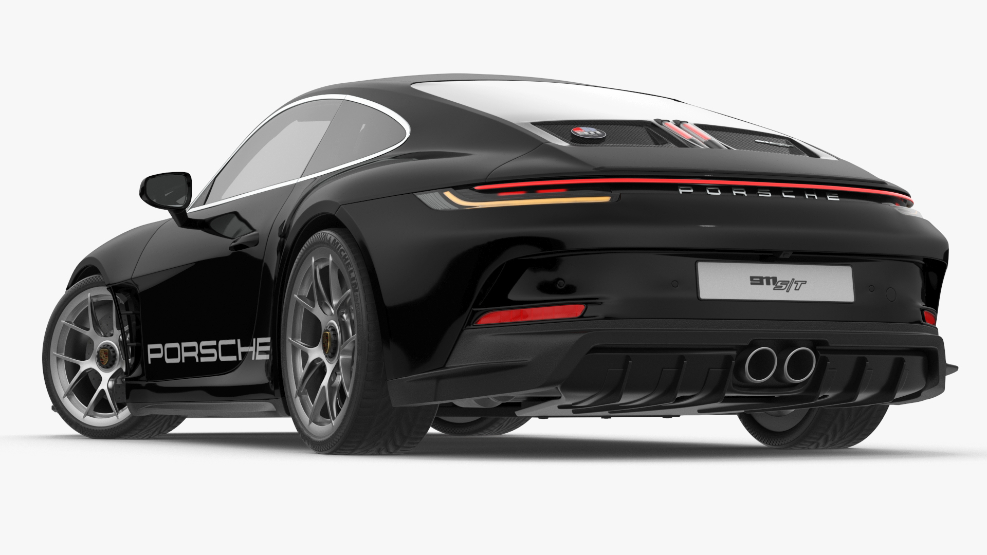 3D Sport Car Porsche 911 2024 Black Rigged for Cinema 4D model