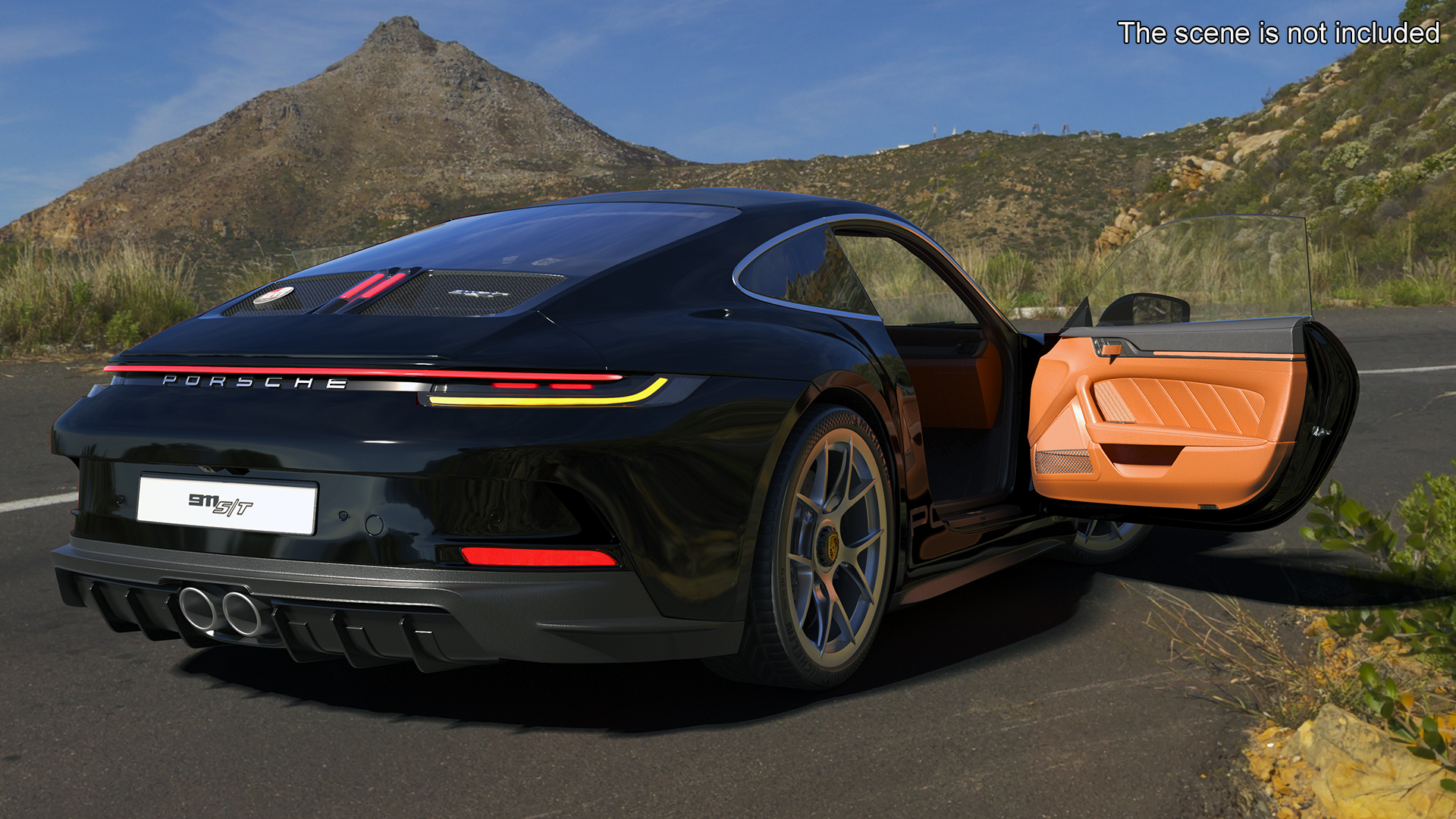 3D Sport Car Porsche 911 2024 Black Rigged for Cinema 4D model