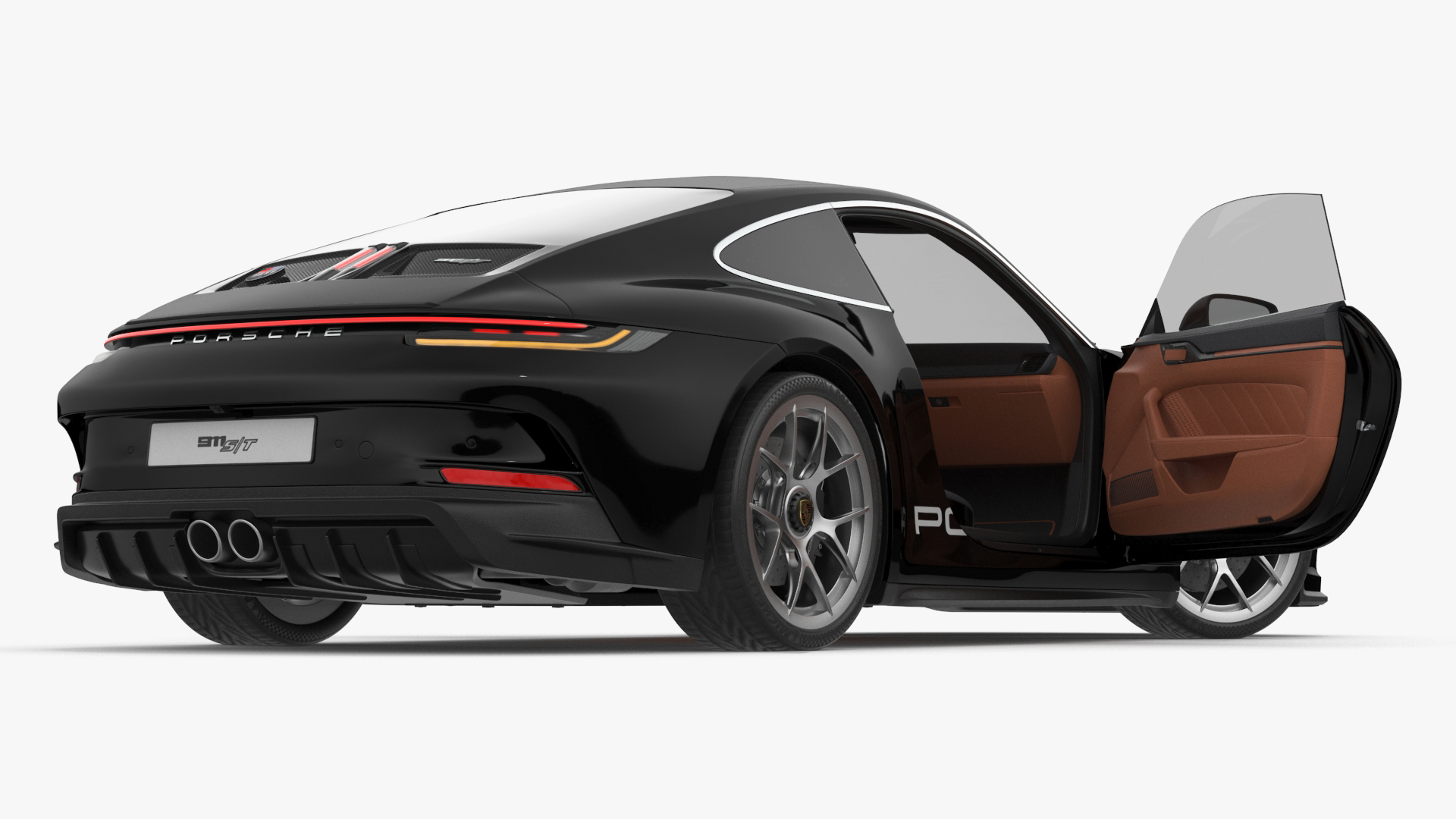 3D Sport Car Porsche 911 2024 Black Rigged for Cinema 4D model