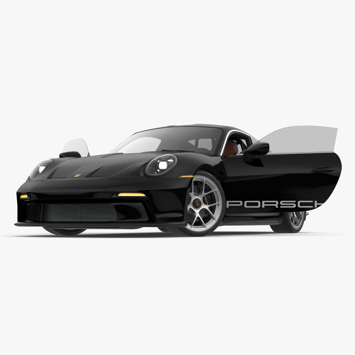 3D Sport Car Porsche 911 2024 Black Rigged for Cinema 4D model