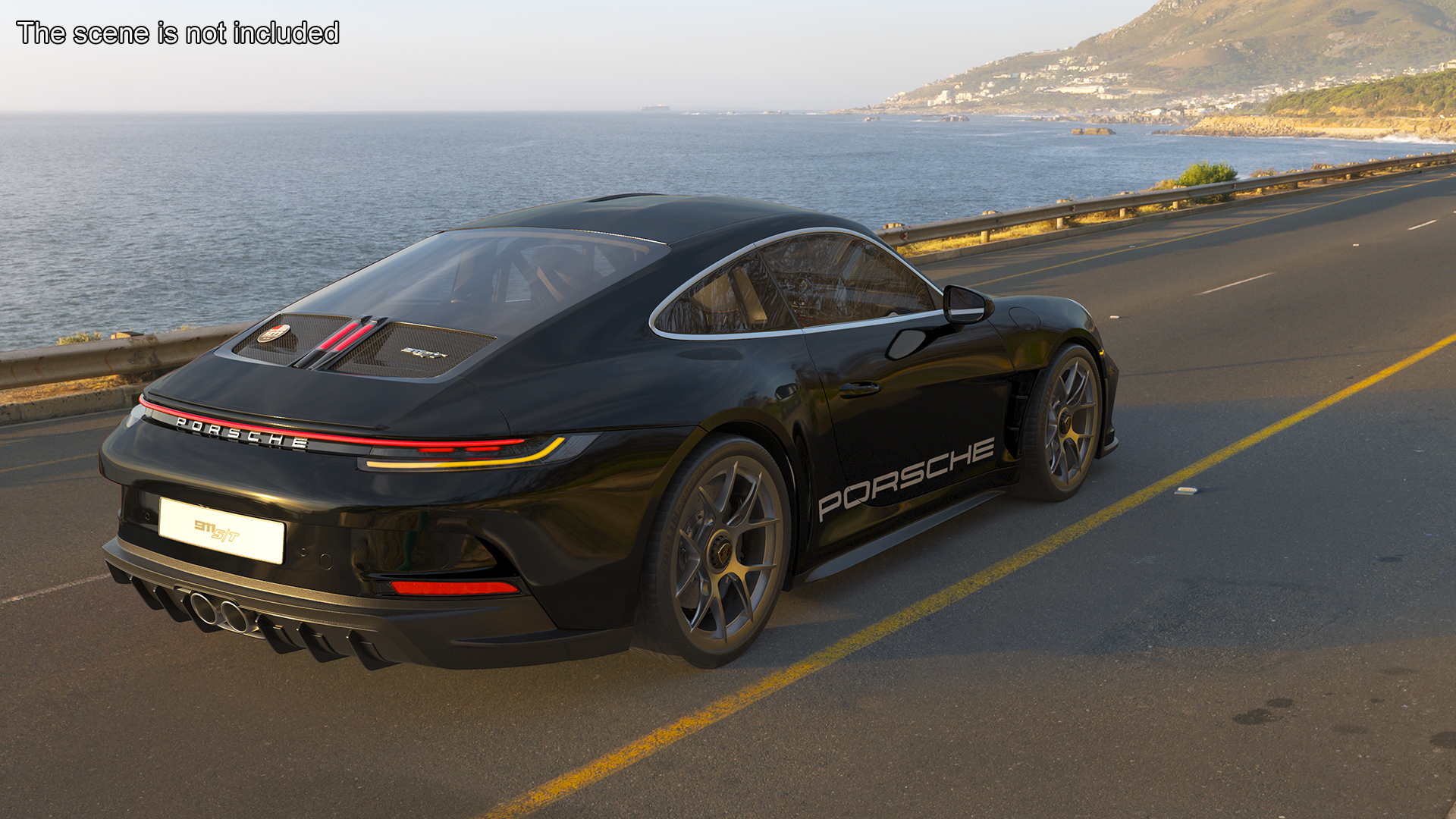 3D Sport Car Porsche 911 2024 Black Rigged for Cinema 4D model