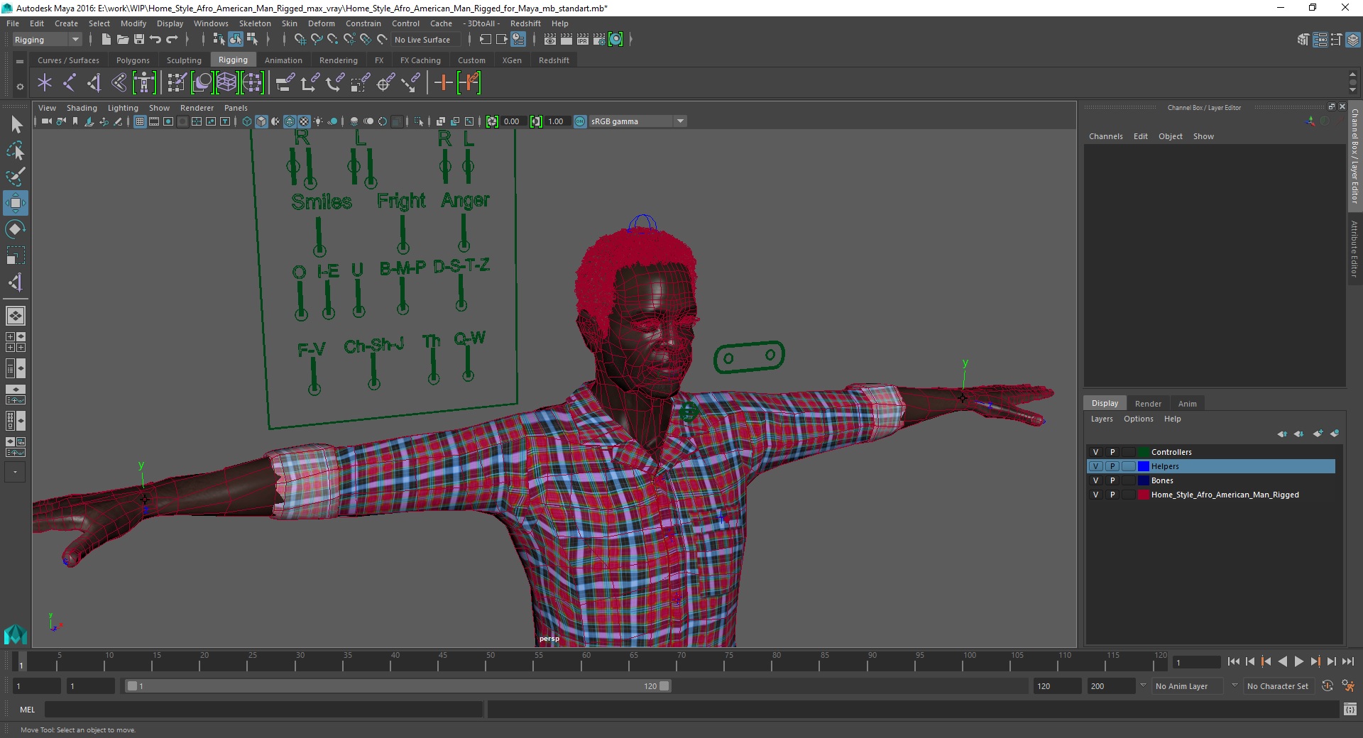 Home Style Afro American Man Rigged for Maya 3D model