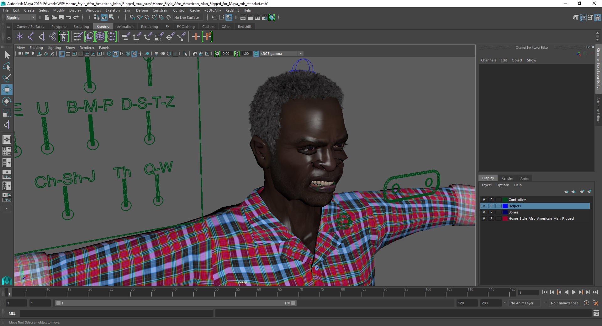 Home Style Afro American Man Rigged for Maya 3D model