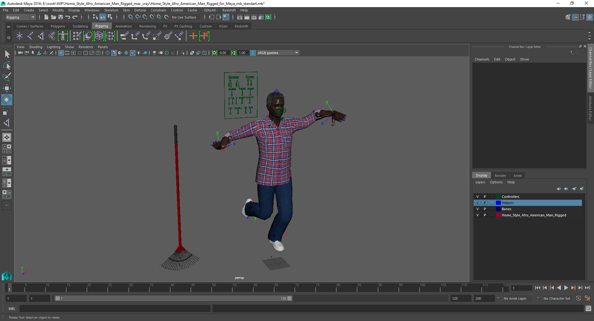 Home Style Afro American Man Rigged for Maya 3D model
