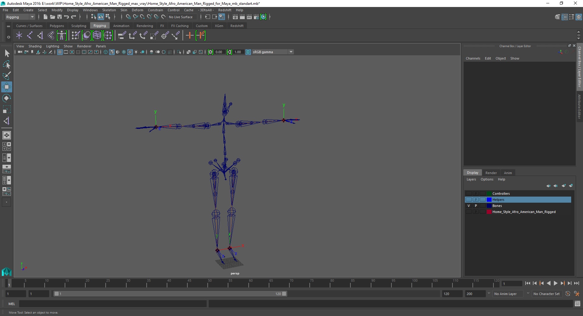 Home Style Afro American Man Rigged for Maya 3D model