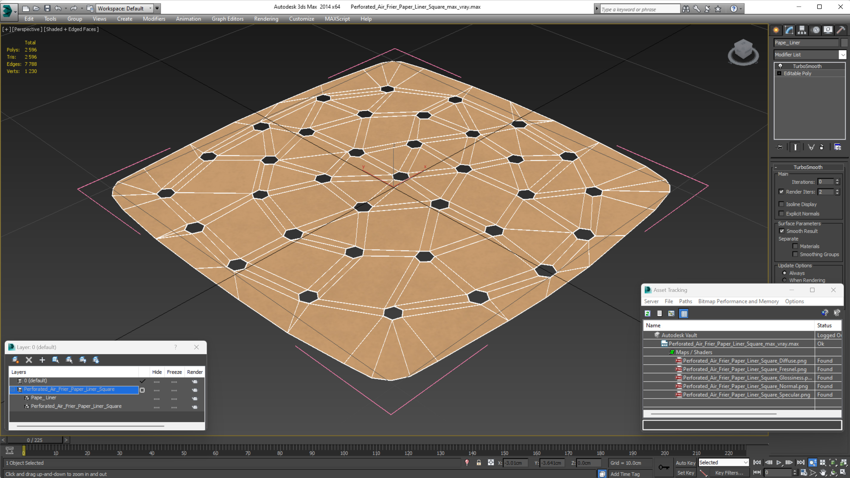 Perforated Air Frier Paper Liner Square 3D model