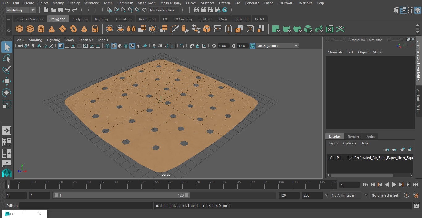 Perforated Air Frier Paper Liner Square 3D model