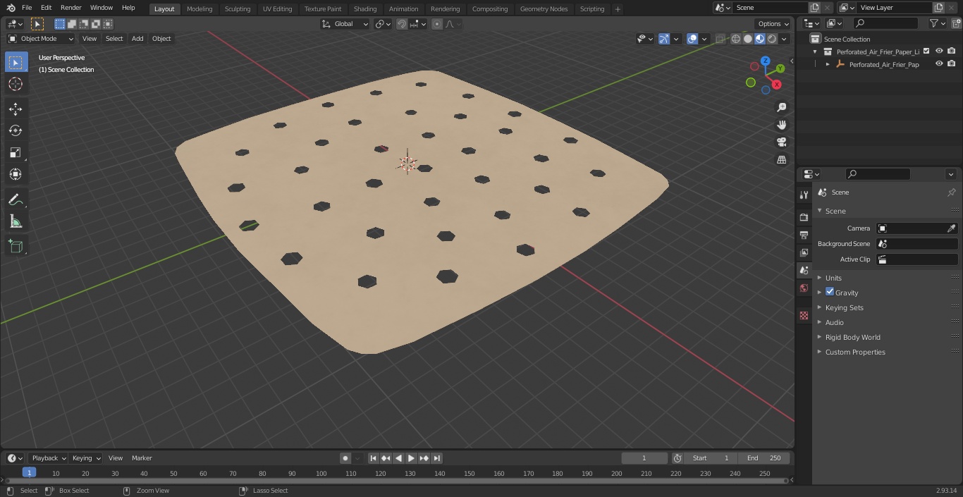 Perforated Air Frier Paper Liner Square 3D model
