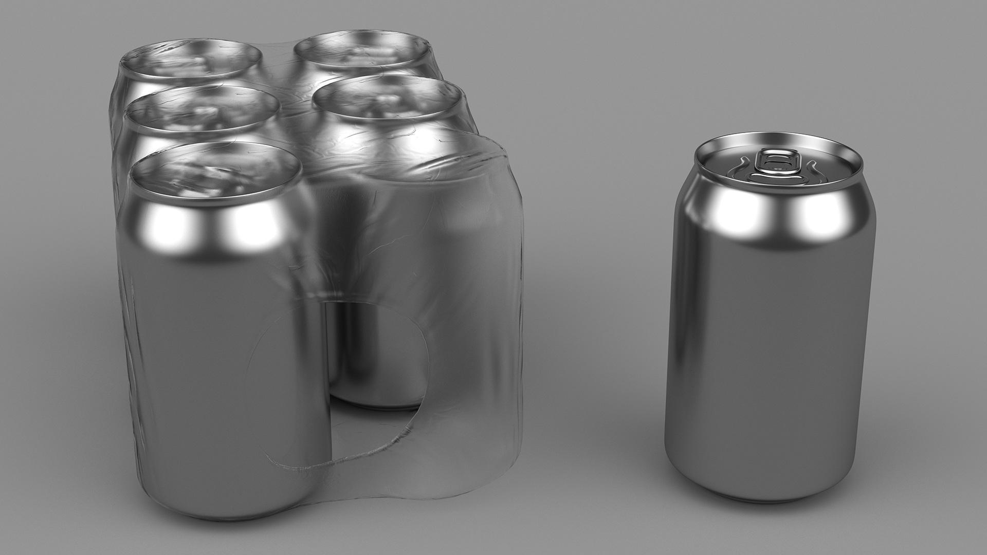 3D model 330ml 6psc Beverage Can Transparent Pack