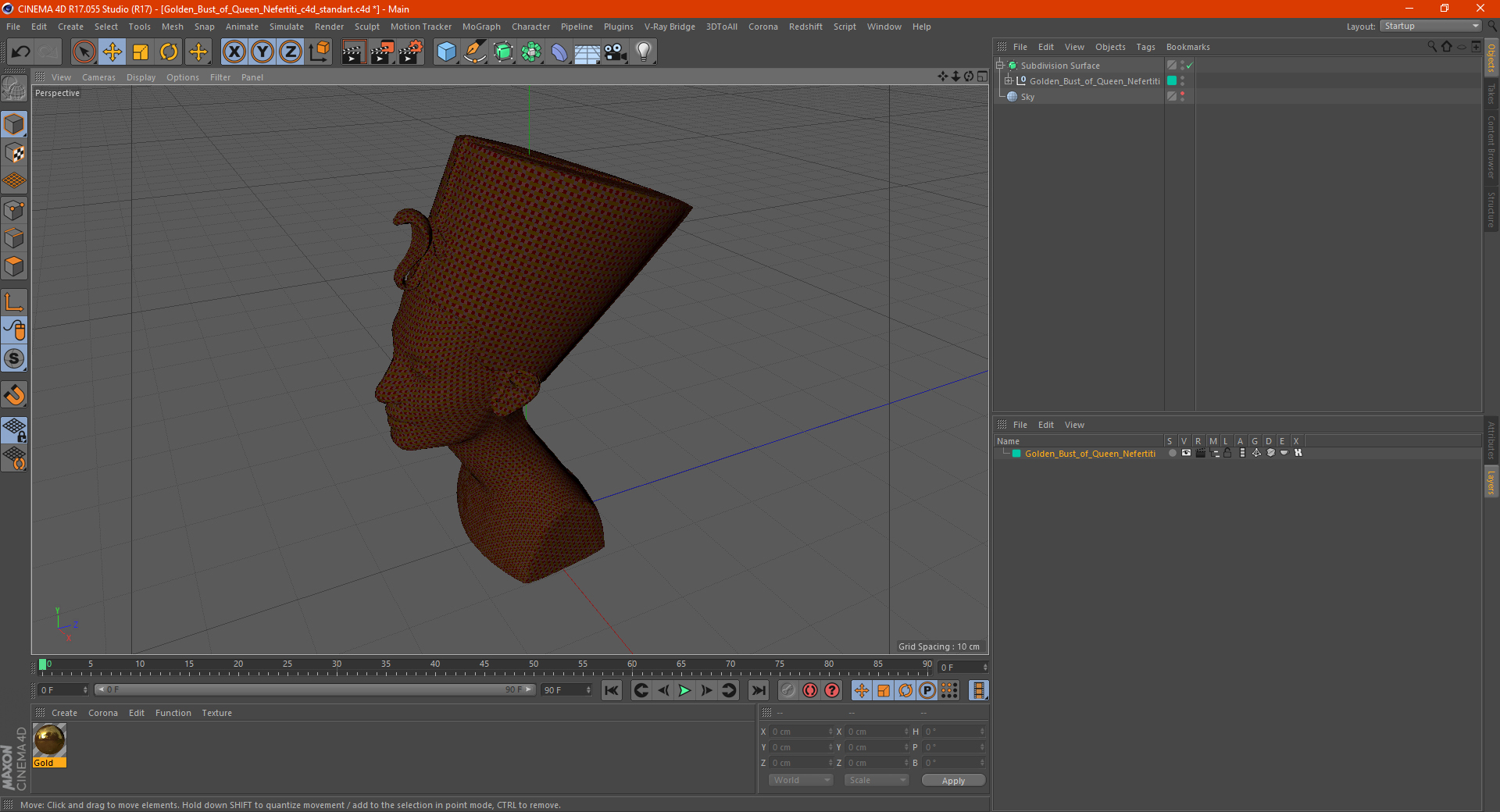 3D model Golden Bust of Queen Nefertiti