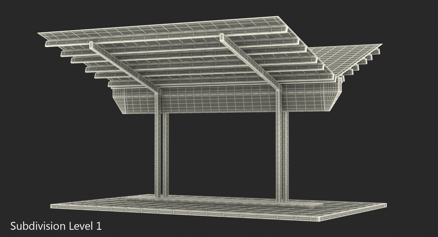 3D Solar Panel Charging Station model