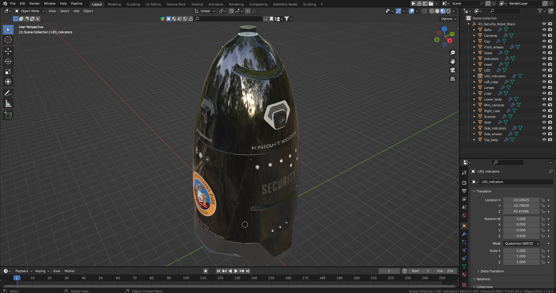 3D K5 Security Robot Black model