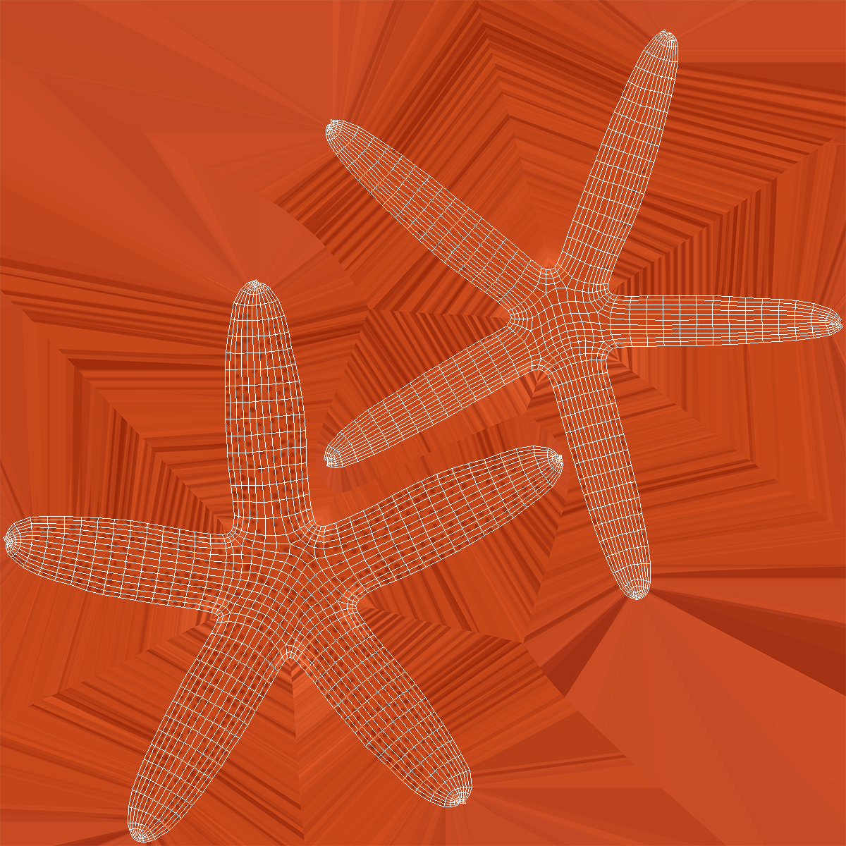 3D Red Starfish Lying Pose model