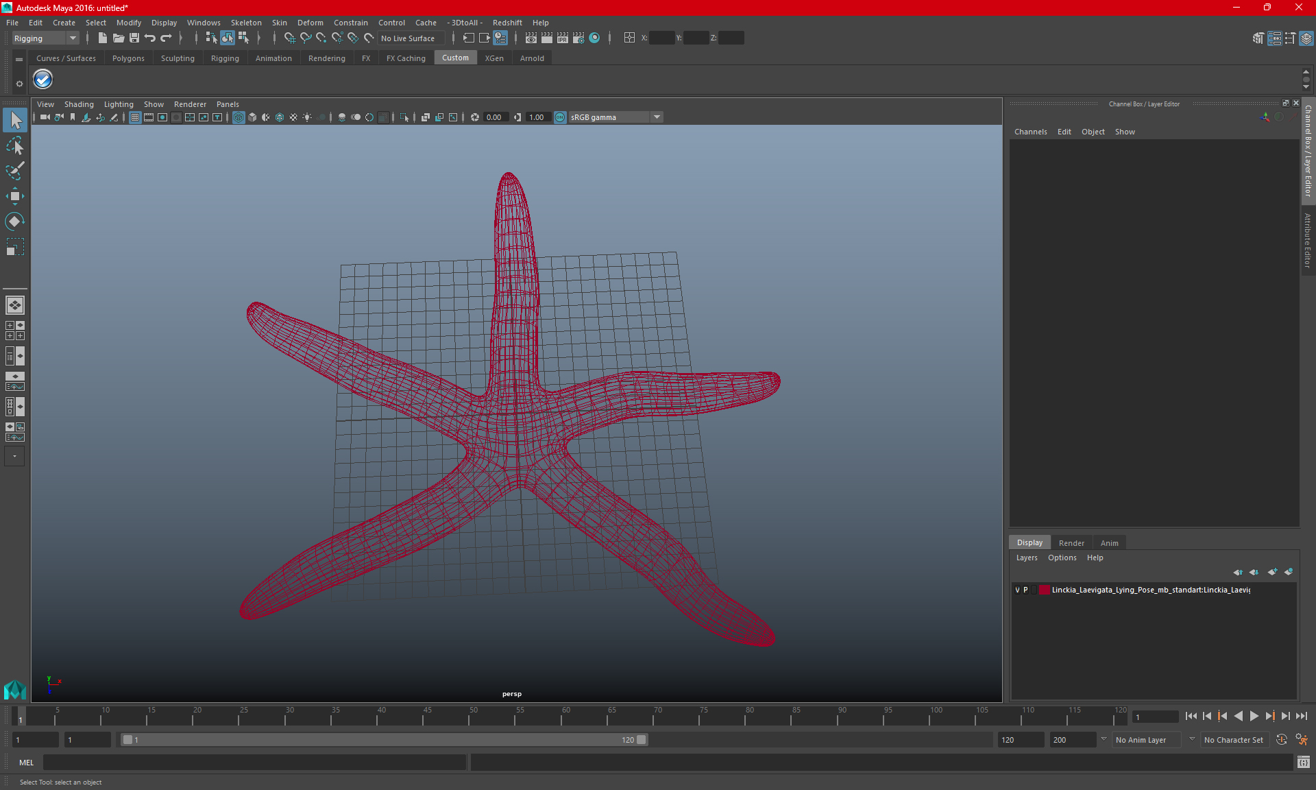 3D Red Starfish Lying Pose model