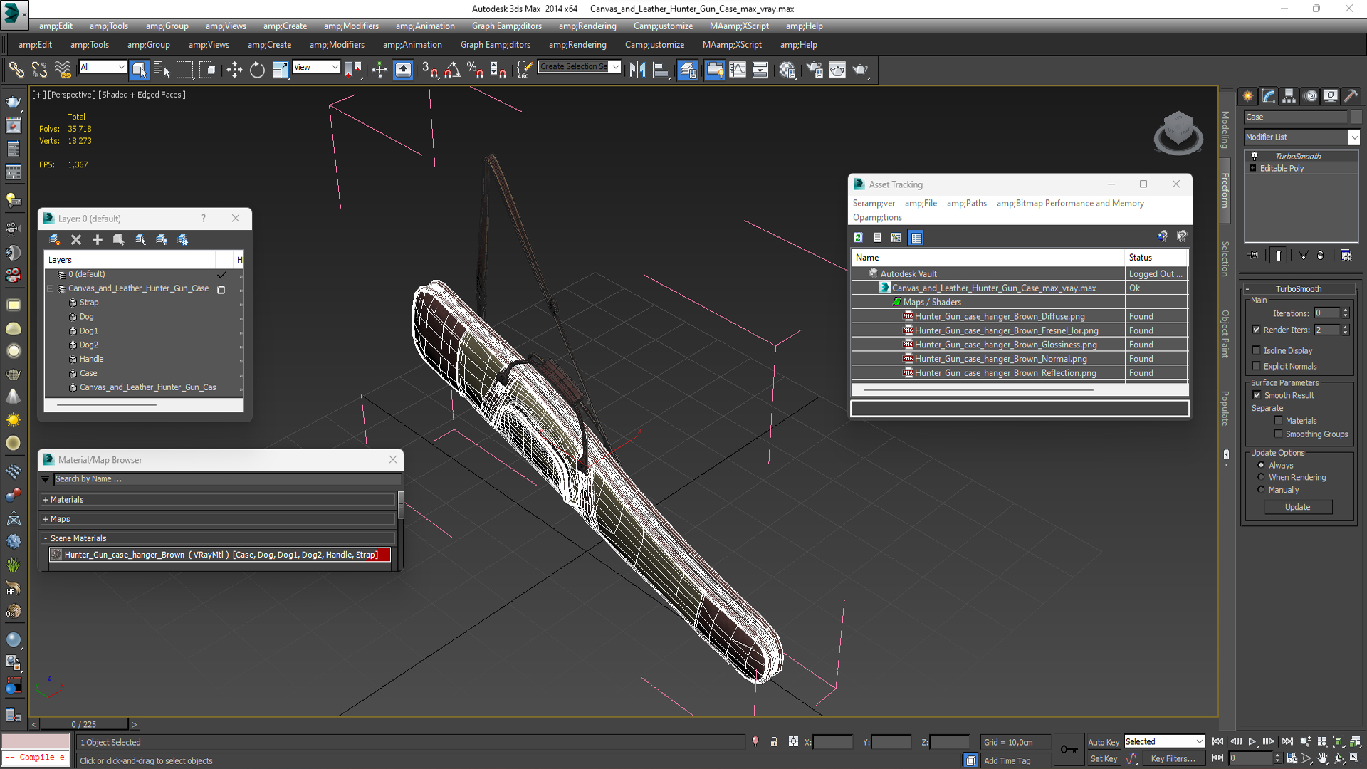 Canvas and Leather Hunter Gun Case 3D model
