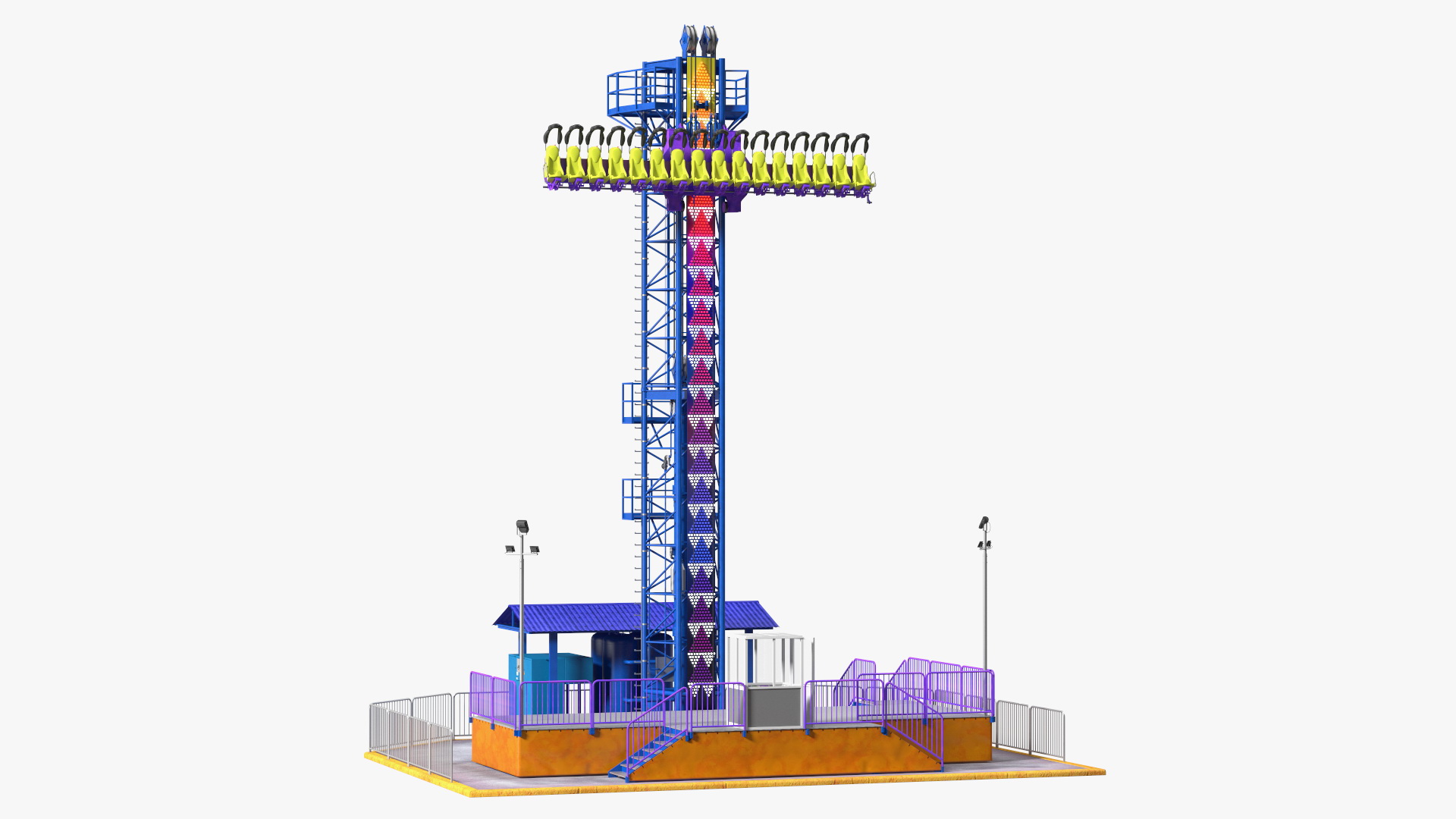 Drop Tower Ride Amusement Park Equipment Rigged 3D