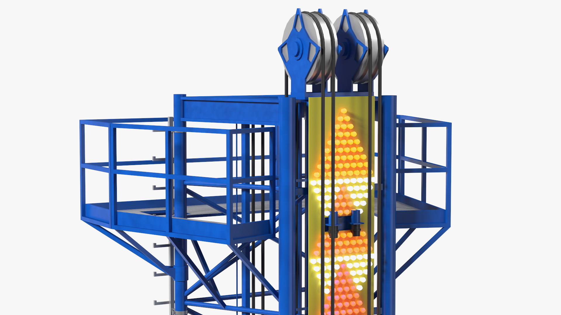 Drop Tower Ride Amusement Park Equipment Rigged 3D
