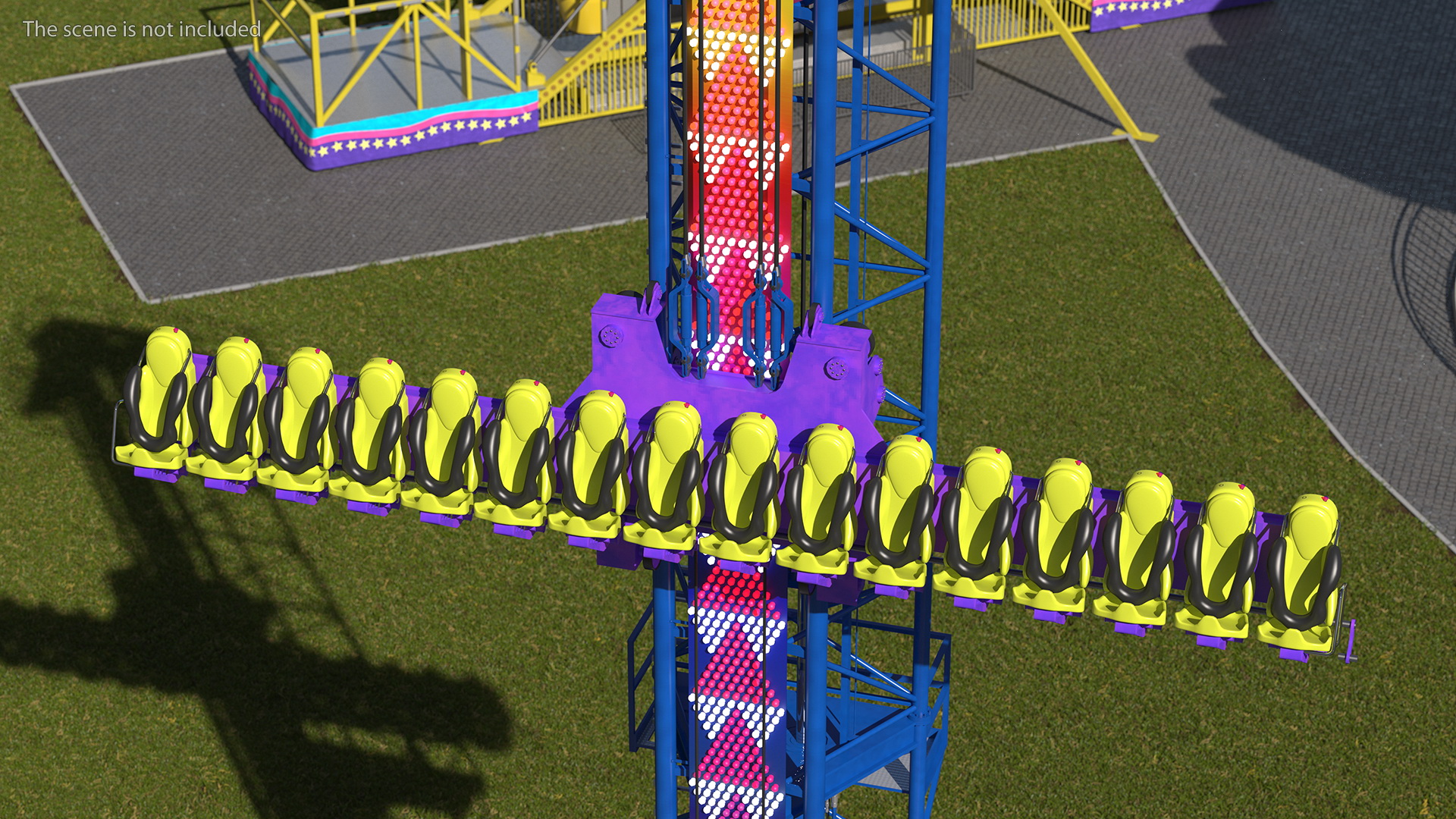 Drop Tower Ride Amusement Park Equipment Rigged 3D