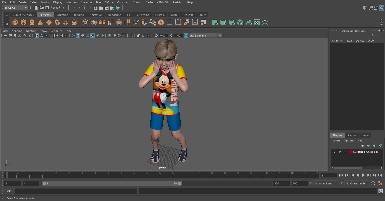 Surprised Child Boy 3D model
