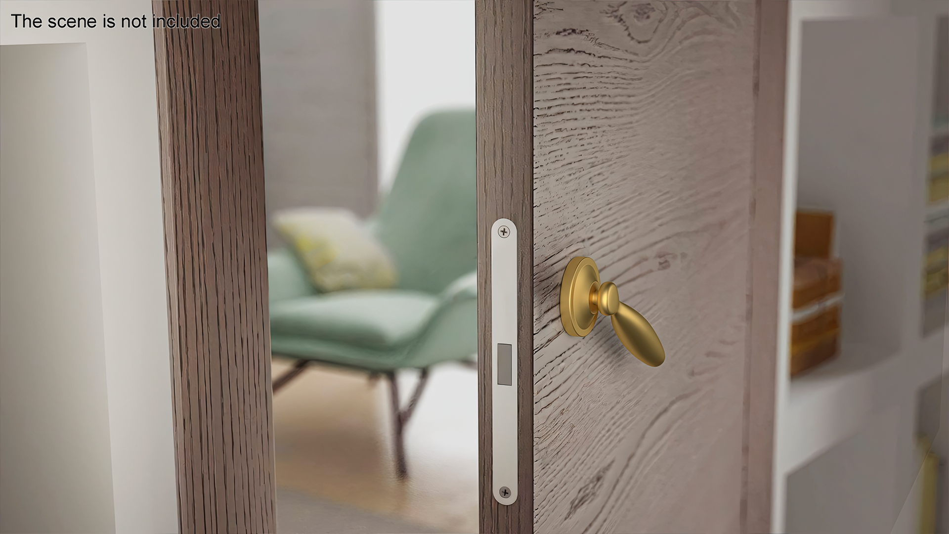 Door Handle Swivel Straight Oval Gold 3D