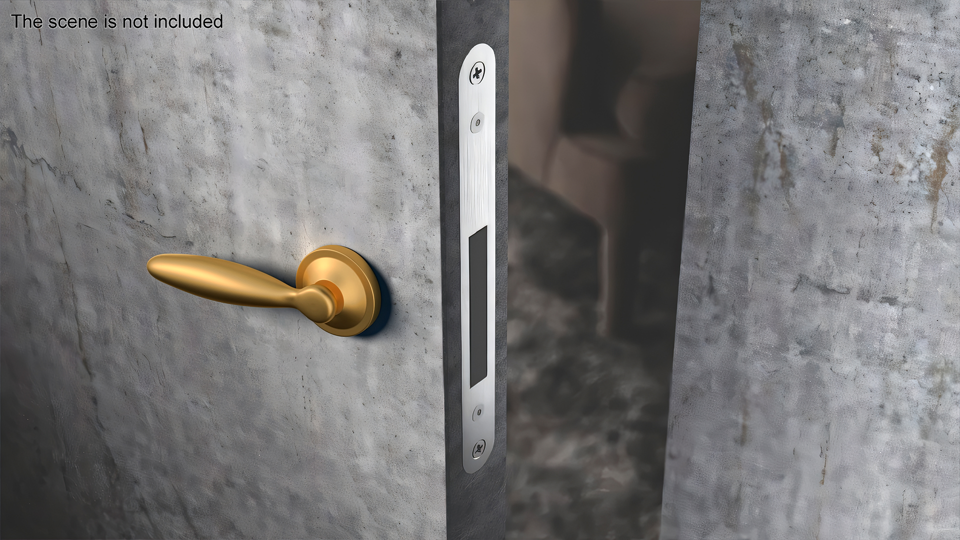 Door Handle Swivel Straight Oval Gold 3D