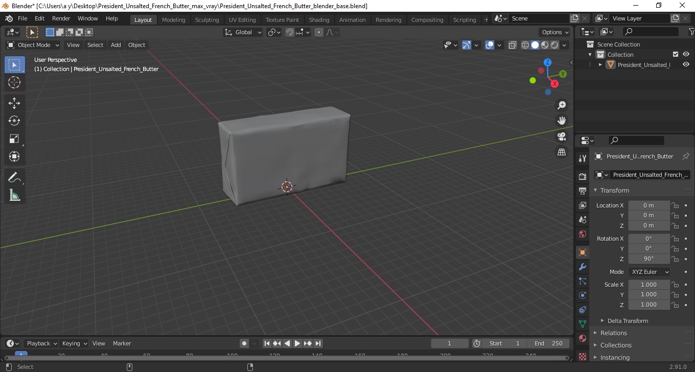 President Unsalted French Butter 3D