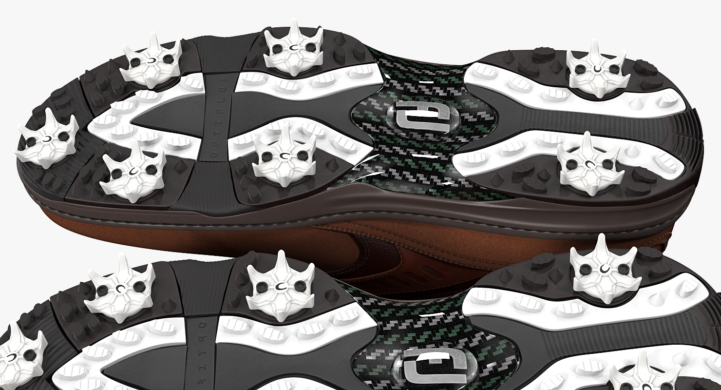 Footjoy Mens Contour Plain Toe Saddle Brown Golf Shoes 3D model
