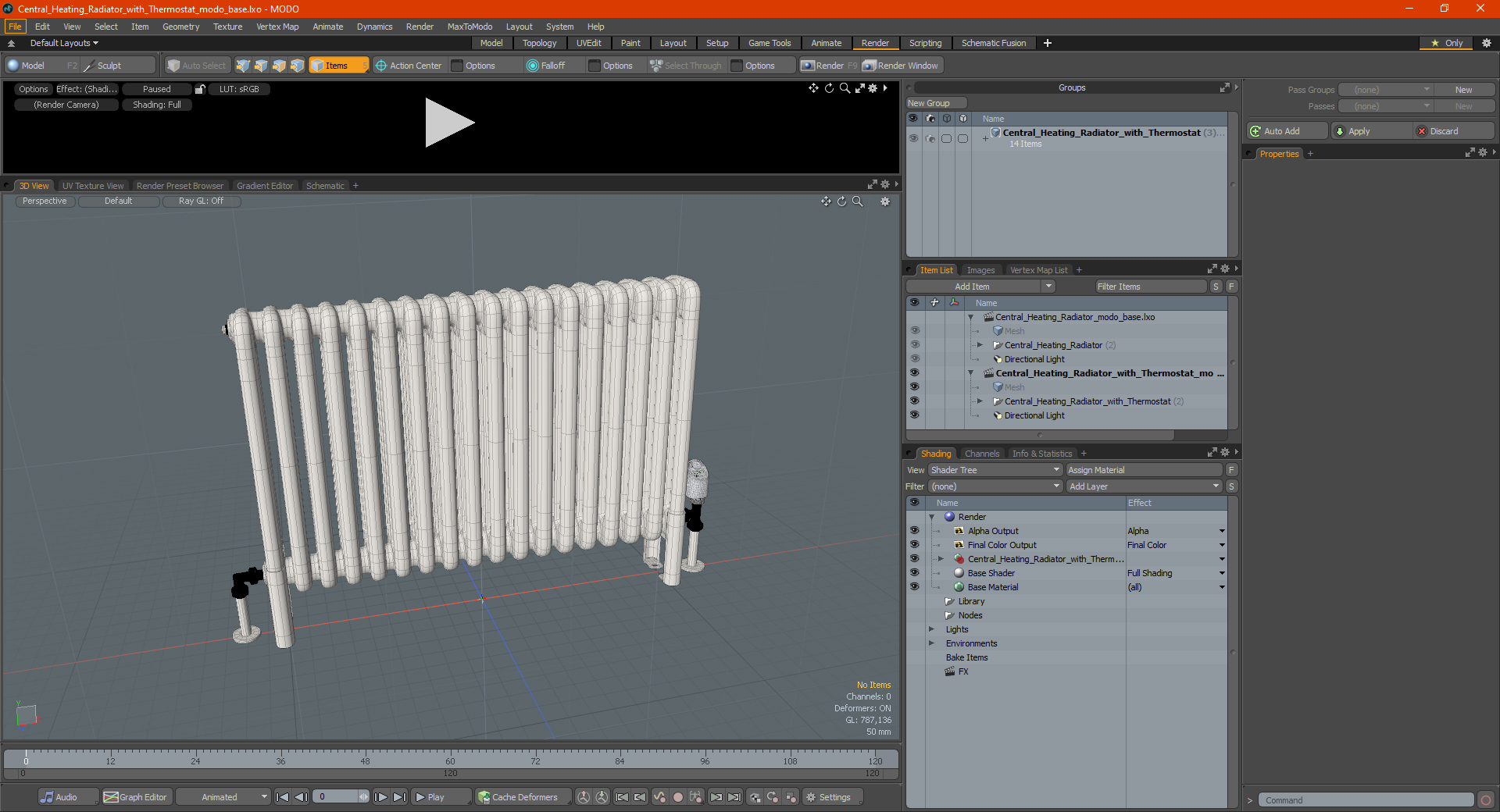3D model Central Heating Radiator with Thermostat