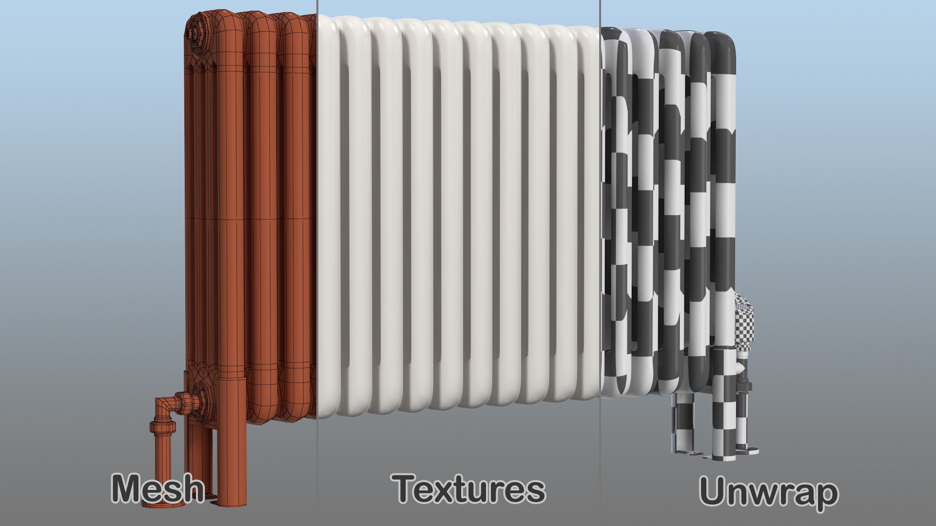 3D model Central Heating Radiator with Thermostat