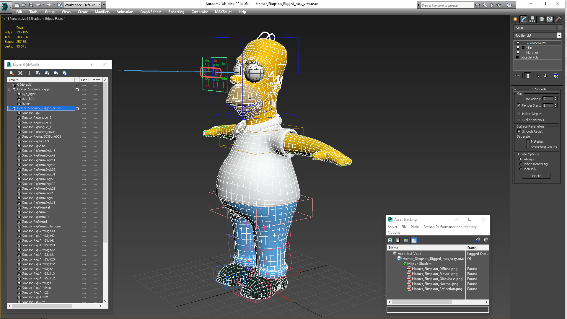 Homer Simpson Rigged for Maya 3D model